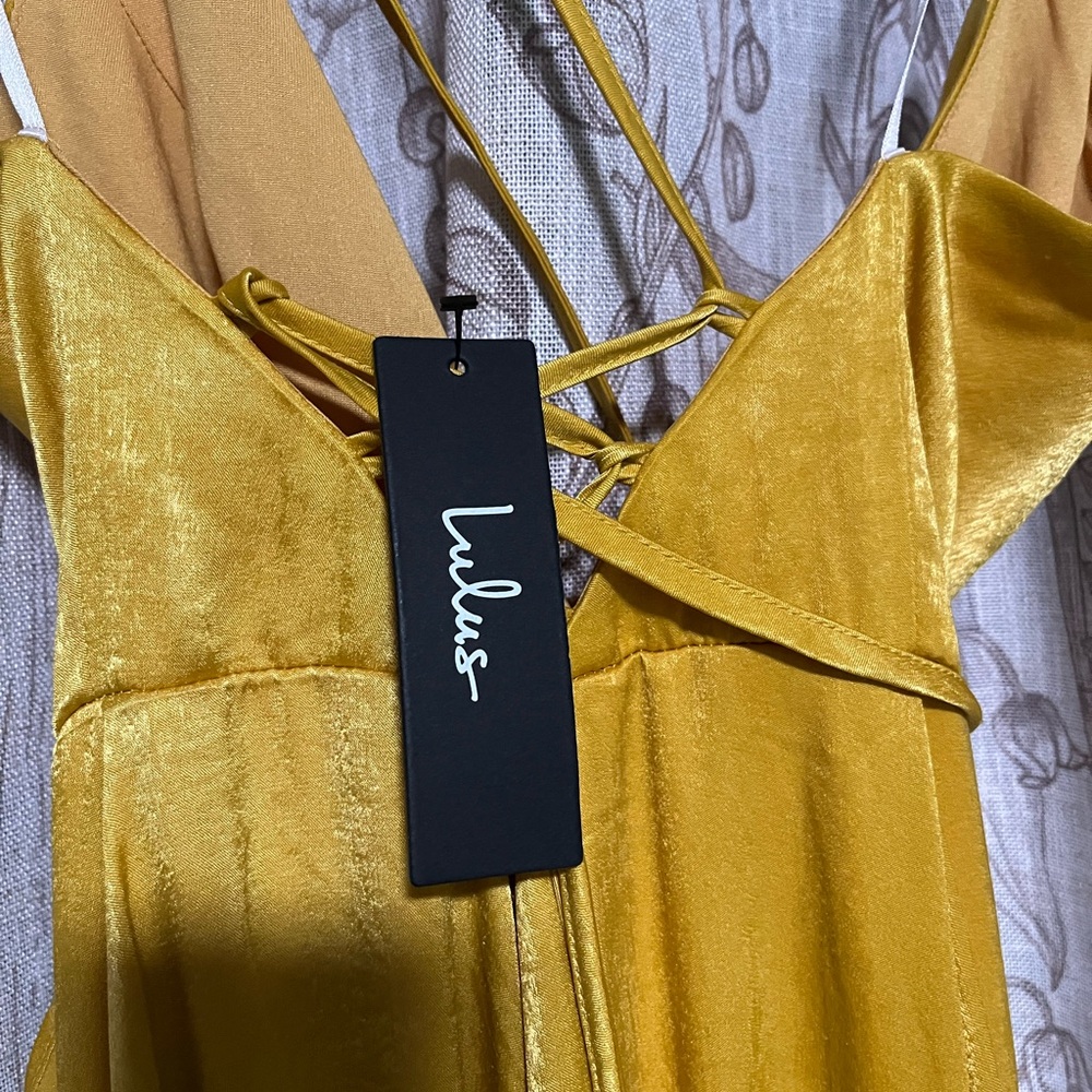 Lulu's Yellow Ruffle Wrap High-Low Maxi Dress - Picture 8 of 8